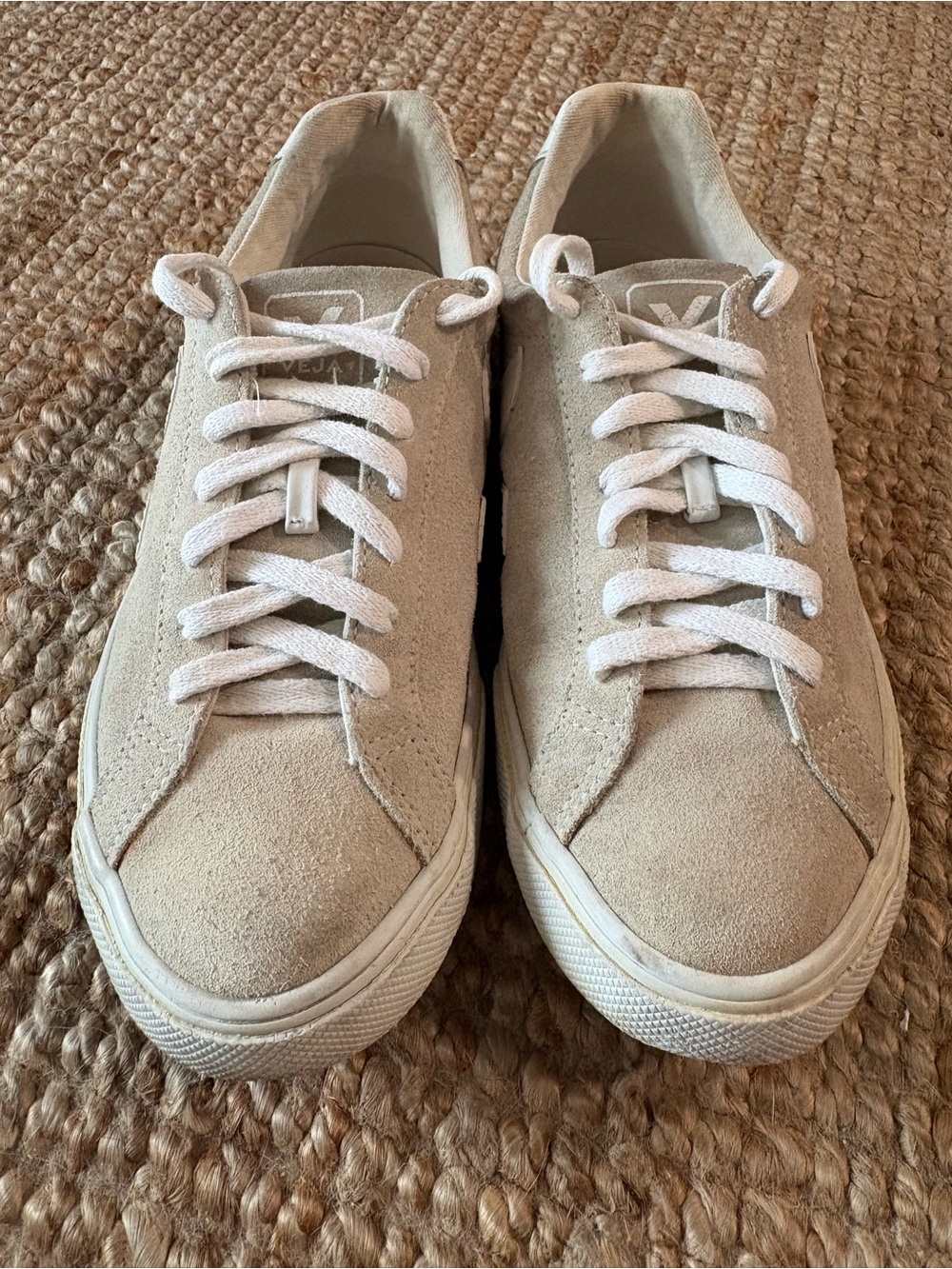 Veja Woman Suede Low-Top Sneakers in Light Tan